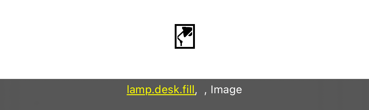 VoiceOver focusing on an SF Symbol annoucing the default label of &ldquo;lamp.desk.fill&rdquo;.