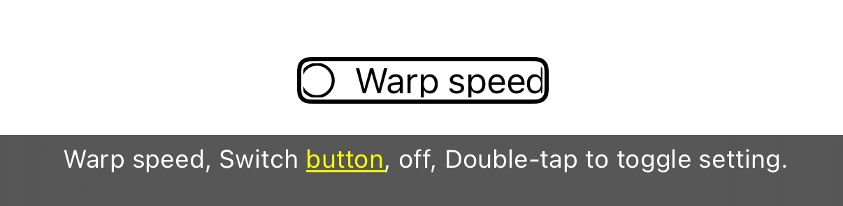 A custom button with VoiceOver announcing it as an unselected switch.